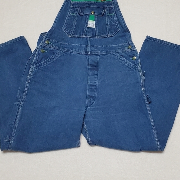 VINTAGE Liberty Stone Wash Loose Fit Wide Leg Carpenter Overalls Biballs Grunge - Picture 6 of 14
